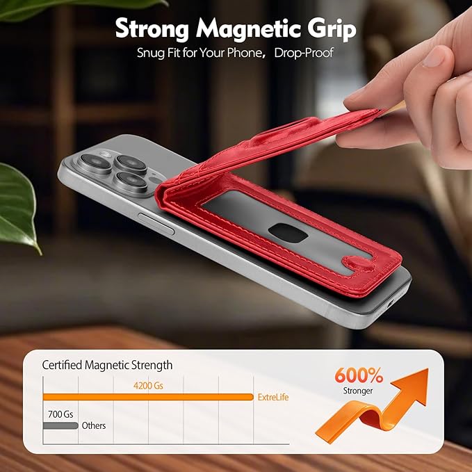 Compatible with Magsafe Case with RFID Blocking Card Holder AirTag pocket for iPhone 17/16/15/14/13/12 Pro/Pro Max/PlusSeries,Not Fit iPhone Mini,Red