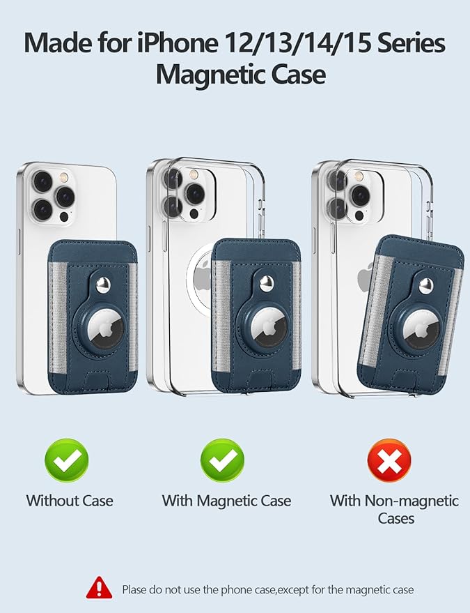 ExtreLife For Magsafe Wallet with Airtag Holder, 6-Card Holder, Stronger Magnetic Card Holder for iPhone 17/16/15, iPhone 14/13/12 Series, Mag Safe Wallet, RFID Blocking, Not included Airtag, Blue