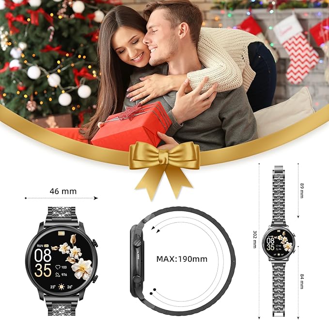 Hwagol Smart Watches for Women Android Phones iPhone Compatible(Bluetooth Call),1.39'' Round Fitness Tracker Heart Rate/SpO2/Sleep Monitor,100+Sport Modes Pedometer