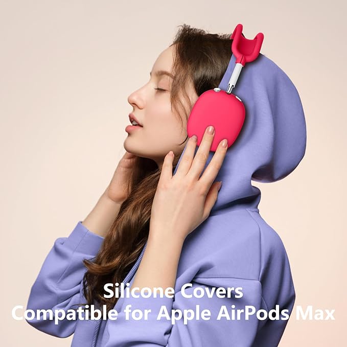 Silicone Case Cover for AirPods Max, Ear Pad Case Cover/Ear Cups Cover/Headband Cover for AirPods Max Headphones, Accessories Soft Silicone Protector for Apple AirPods Max New USB-C (2024) (Rose Pink)