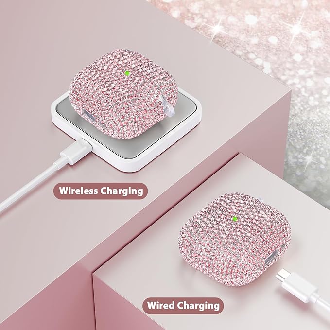 VISOOM Cute Jewelry Case for Airpods 4 Cases 2024 Cover Women, Sparkly Air pods 4 Gen Cases Hard TPU Airpod Case 4th Generation Glitter iPods 4 Cases with Bling Keychain for iPods Earbuds Airpods 4th