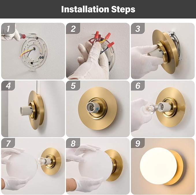 Premium Brass Globe Wall Sconce - Luxury Mid-Century Modern Lighting