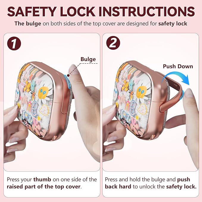 Inesore for AirPods Pro 2nd Generation Case Cover with Lock, Flowers Cute Clear Air Pods Pro 2 Case Hard iPod Pro Cases for Women Girls with Cleaner Kit (2023 USB-C /2022/2019) - Smile Doodle