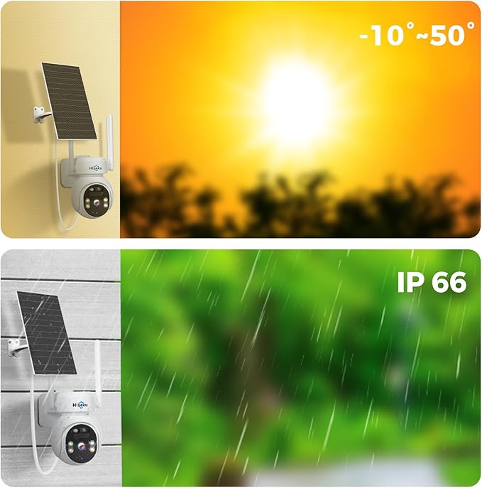 Hiseeu 4G LTE Cellular Security Camera Solar Powered, No WiFi Security Camera Wireless Outdoor, 24/7, PIR Motion, 2 Way Talk, 360° PTZ, 2K Color Night Vision, 64G SD & SIM Card Included