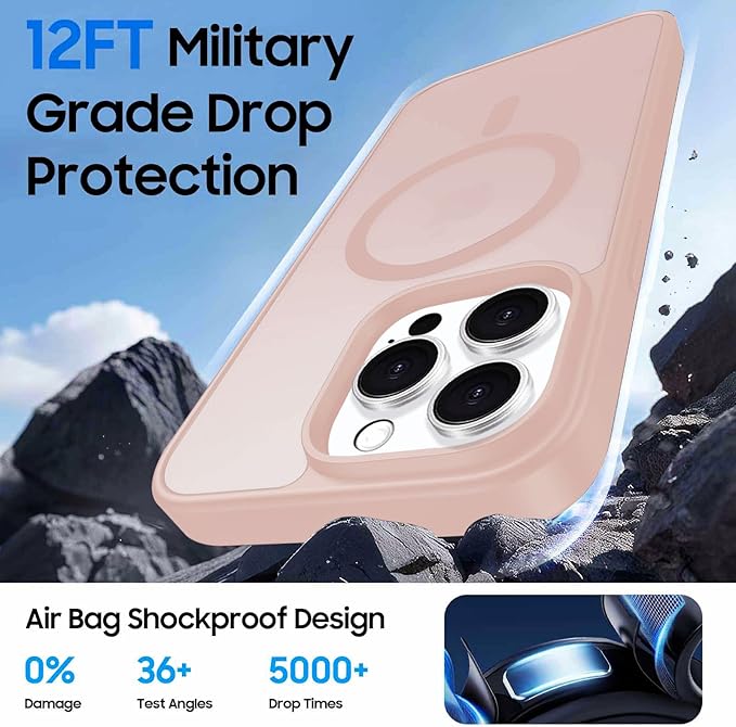 Magnetic for iPhone 16 Pro Case with Detachable Wallet, Compatible with MagSafe, Credit Card Holder with Slim Shockproof Protective Phone Cover, Pink