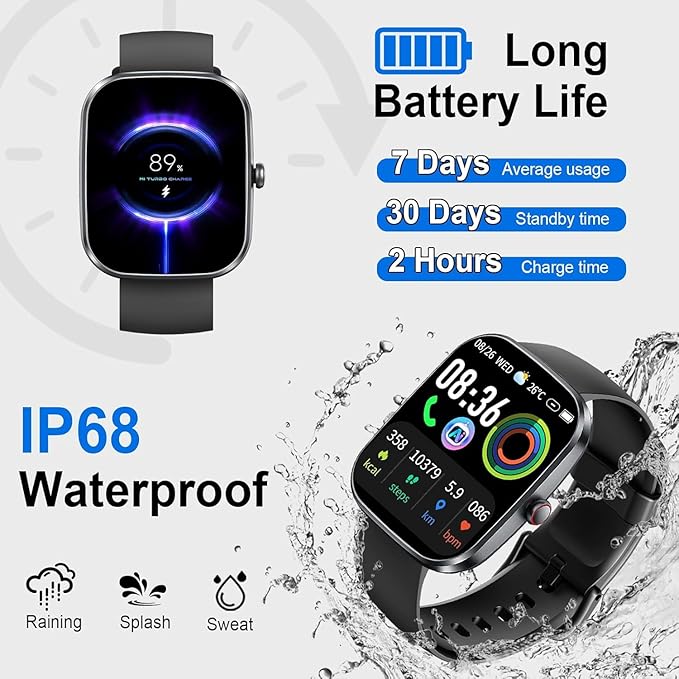 AI Smart Watch with ChatGPT, 1.91" Bluetooth Calling Smartwatch for Men Women, 110+ Fitness Modes Activity Tracker, Sleep/Heart Rate/Calorie Monitor, IP68 Waterproof Step Counter for Android iOS