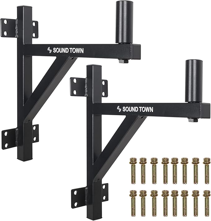 Sound Town 2-Pack Wall Mount Speaker Brackets, Fits 35mm Speaker Mounts (STWSD-F15A-PAIR)