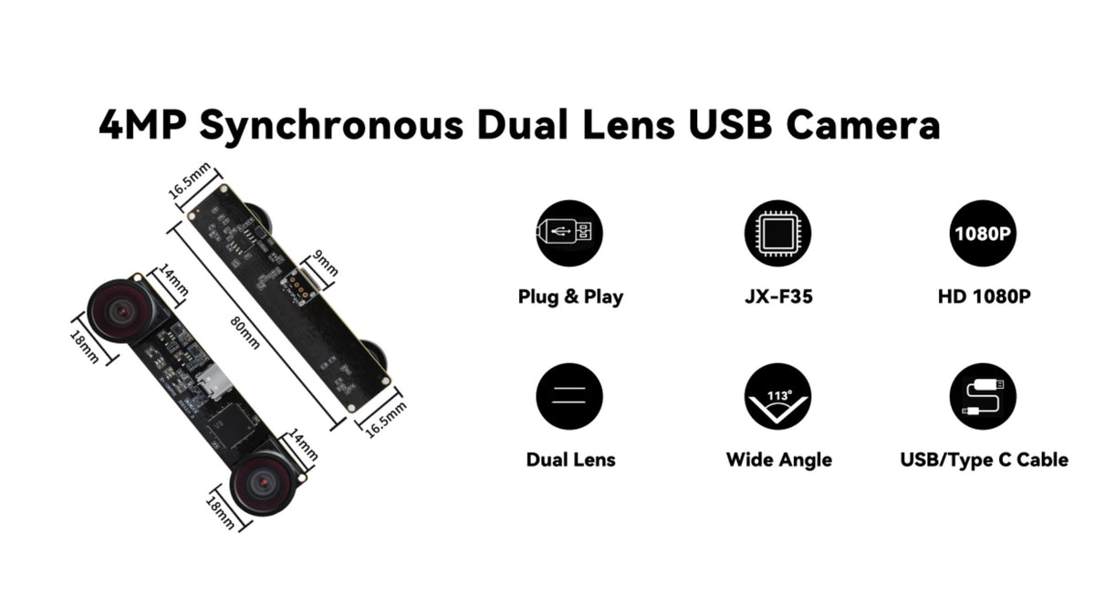 Magnolia 3D Stereo USB Camera, 4MP Lightburn Webcam 1080P 60FPS