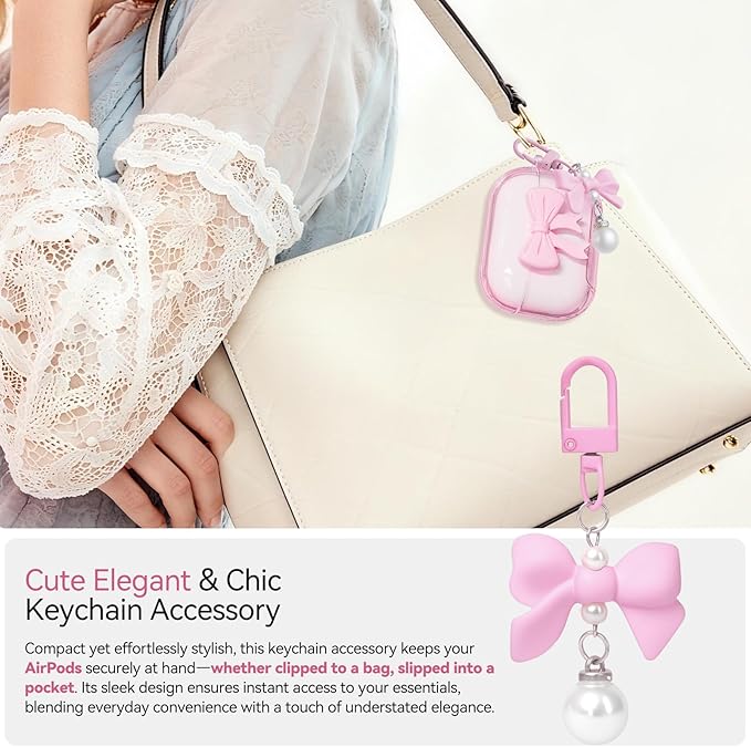 for Airpods Pro 2 Case 2022/2023, Joremx Clear Cases with Phone Stand & Cute Butterfly Keychain & Cleaning Kit, Soft TPU Cover for AirPods Pro 2nd Generation Case Girls Women (Pink)