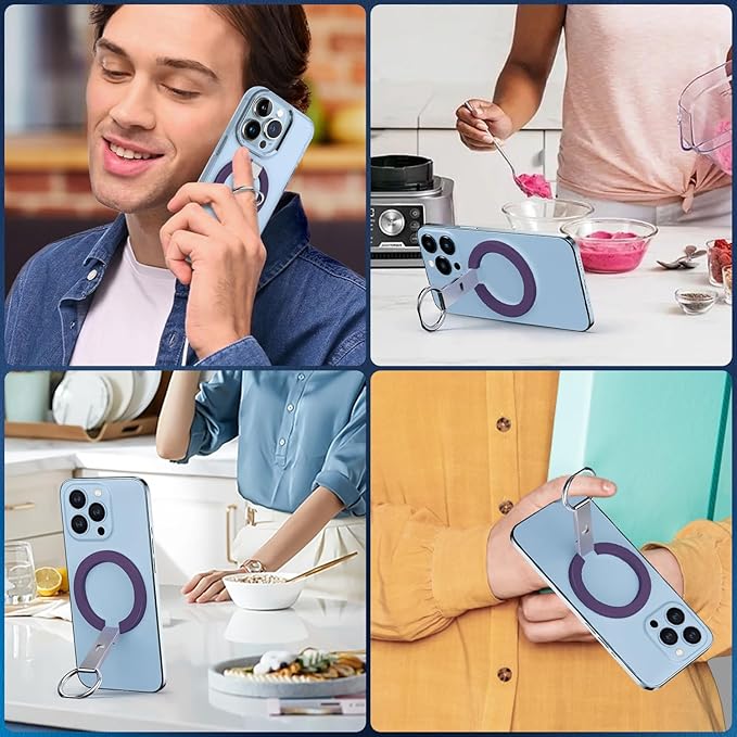 Magnetic Phone Ring Holder for MagSafe, Magnet Finger Ring Grip Stand Holder, Compatible with iPhone, and Smartphones, MagSafe Accessories-Purple