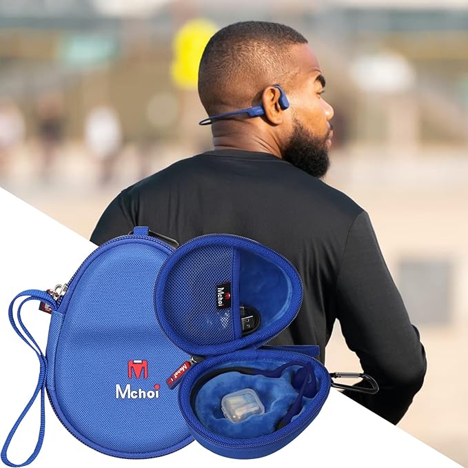 Mchoi Hard Case Suitable for Aftershokz Aeropex/Aftershokz Titanium Mini/Aftershokz Air/Aftershokz Openmove/Openrun Pro, Open-Ear Wireless Bone Conduction Headphones, Blue, Case Only