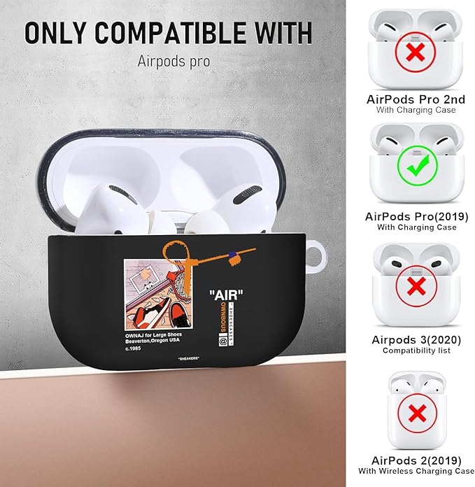 for Airpods Pro Case, Cute Cool Sports Red Shoe Pattern TPU Soft Cases for Airpods Pro Case 1st Gen, Shockproof for Airpods Pro 2019 Case Men Women with Cleaner Kit & Keychain