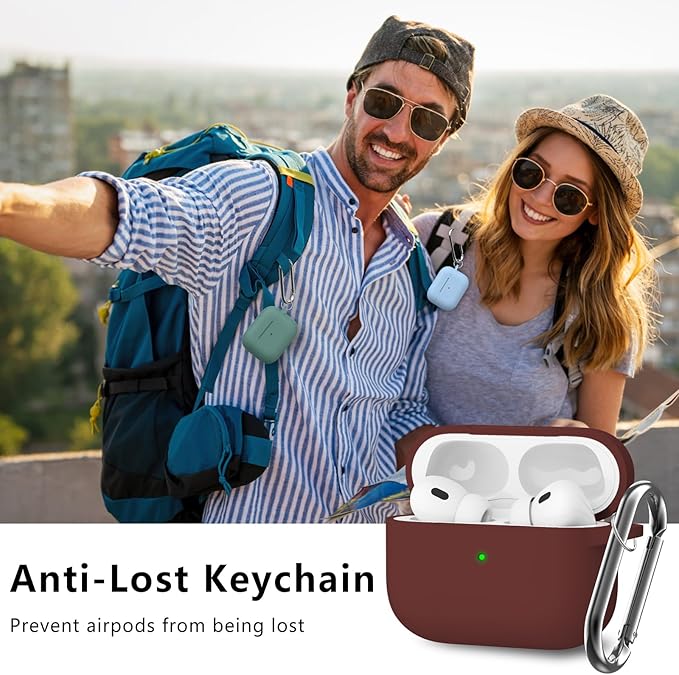 Ljusmicker for AirPods Pro Case Cover with Cleaner Kit,Soft Silicone Protective Cases for Apple AirPods Pro 2nd/1st Generation for Women Men,AirPods Pro 2 Case Accessories with Keychain-Wine Red