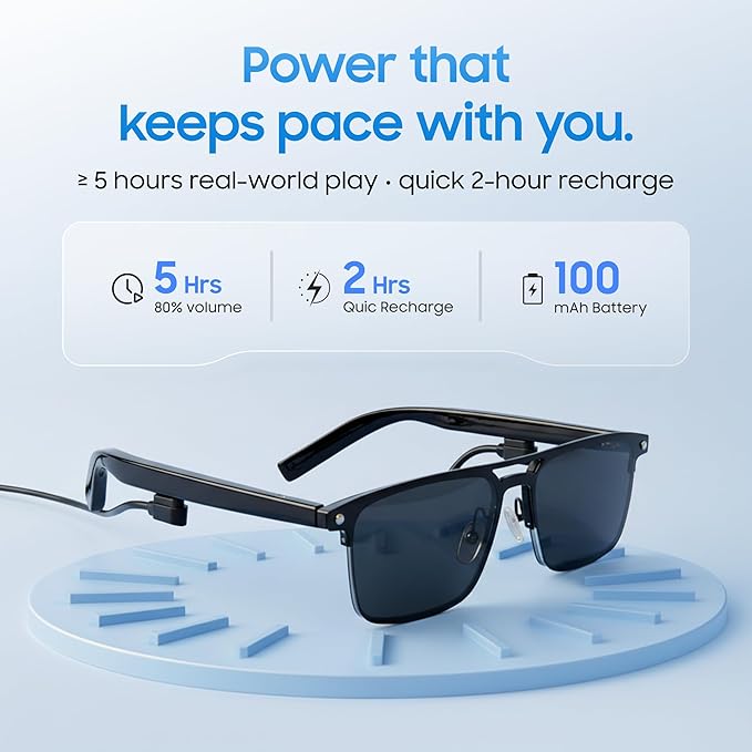 LIMU Gen 5 Smart Glasses, AI Glasses with Real-Time AI Interpreter - Open-Ear Bluetooth Glasses with Speakers, Aluminum-Magnesium Alloy Build, Auto On/Off, Magnetic Lenses for Women & Men