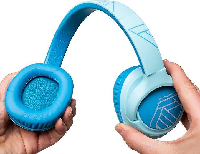 PowerLocus Kids Wireless Headphones, Bluetooth Kids Headphones LED Lights Over Ear with 74/85/94dB Volume Limited, 45H Playtime,Built-in Mic, Two Device Share Mode, HD Stereo for Travel/PC/Tablet