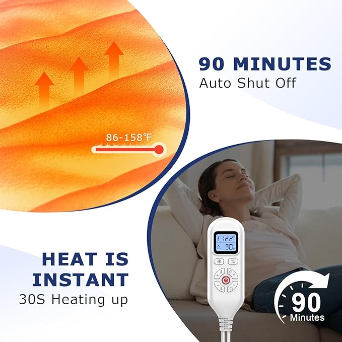 CAMECO Neck Heating Pad, 86℉ -158℉ & 30s Fast-Heating Heated Neck Shoulder Wrap for Women Men, Wearable Electric Neck Warmer, Gifts for Wife Mom,90 Minutes Auto Shut Off Timer
