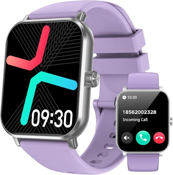 Smart Watches for Men Women, 1.83" HD Fitness Tracker with Bluetooth Calling, 130+ Sports Modes, Heart Rate Monitor, Sleep Tracker, 5 ATM Water-Resistance, Pedometer for Android iOS (Purple)
