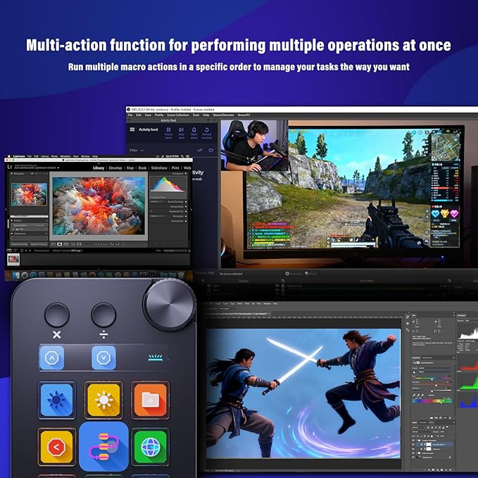 Macro Pad,Macro Shortcut Keyboard,With15 Customizable Macro Keys,Three Modes (Shortcut Keys,Calculator and Numeric Keypad),Work for OBS,PowerPoint,Photoshop and Adobe Premiere Pro(N1 black)