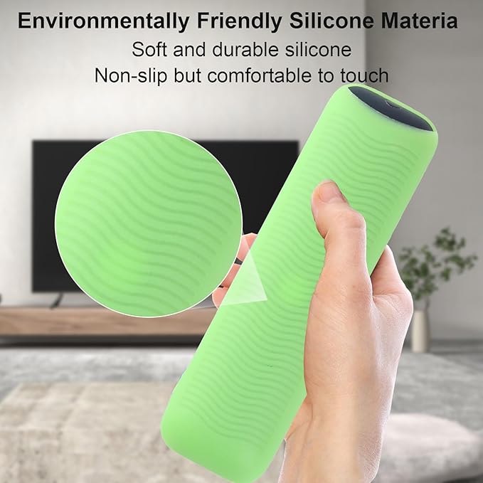 Luminous Green Remote Case Fit for 2025 Onn Google TV Box 4K pro Remote Lightweight Anti-Slip Skin-Friendly Silicone Skin Sleeve