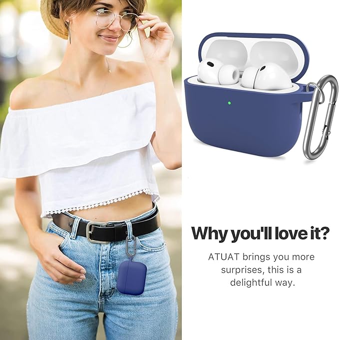 ATUAT for AirPods Pro 3 Case Cover with Cleaner, Protective Soft Silicone Skin with Keychain for Women Men for Apple AirPods Pro 3rd Generation Case(2025), Front LED Visible, Royal Blue