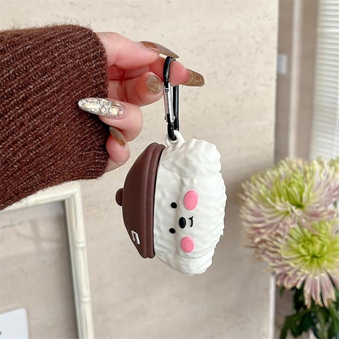 Case Compatible with Airpods 3, 3D Cute Kawaii Dog Design Keychain Case Cover, Portable Earbuds Accessories Soft Silicone Shockproof Wireless Earphone Protector White