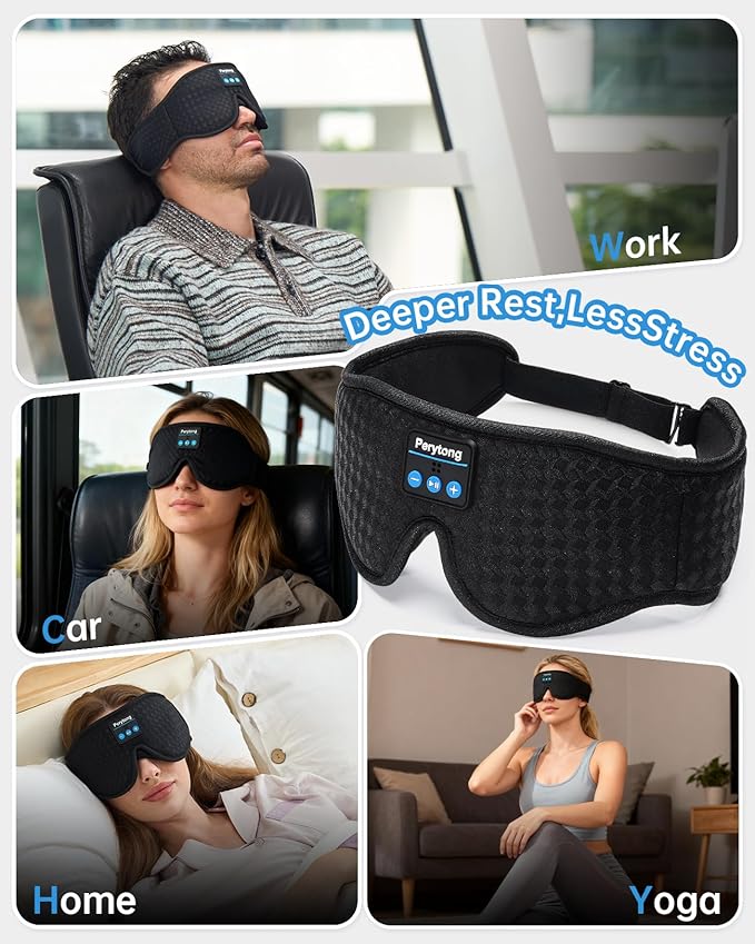 2-Pack Sleep Headphones Bluetooth 3D Sleep Mask & Wireless Headband Headphone with Ultra-Thin Speakers, Sleeping Headphones for Side Sleepers, Running, Workout, Insomniac, Travel, Gifts, Meditation