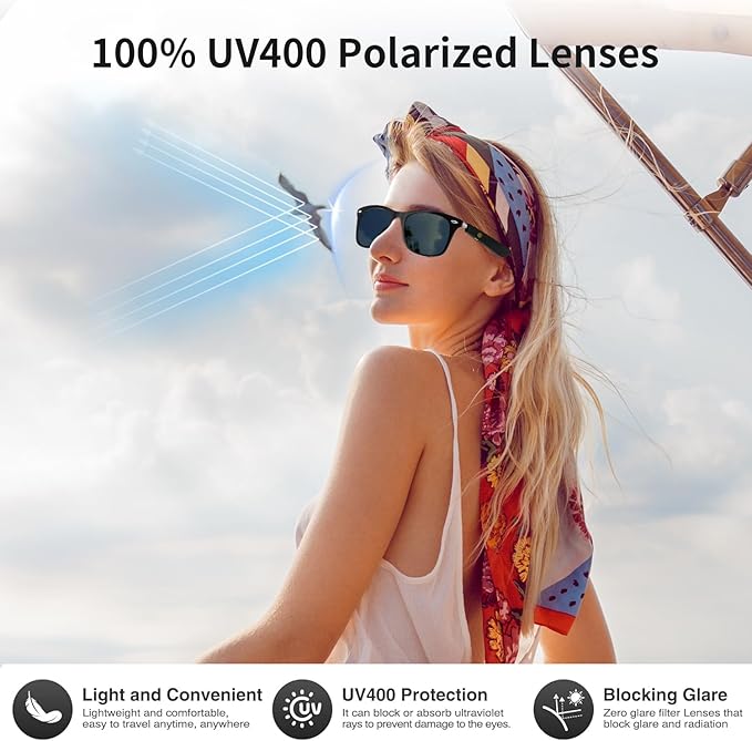 AI Translator Smart Glasses for Women Men, Bluetooth Audio Sunglasses with UV400 Polarized Lenses, Photo Translation, No Subscription,Real-Time Translation(160+Languages) for Travel Business (Black)