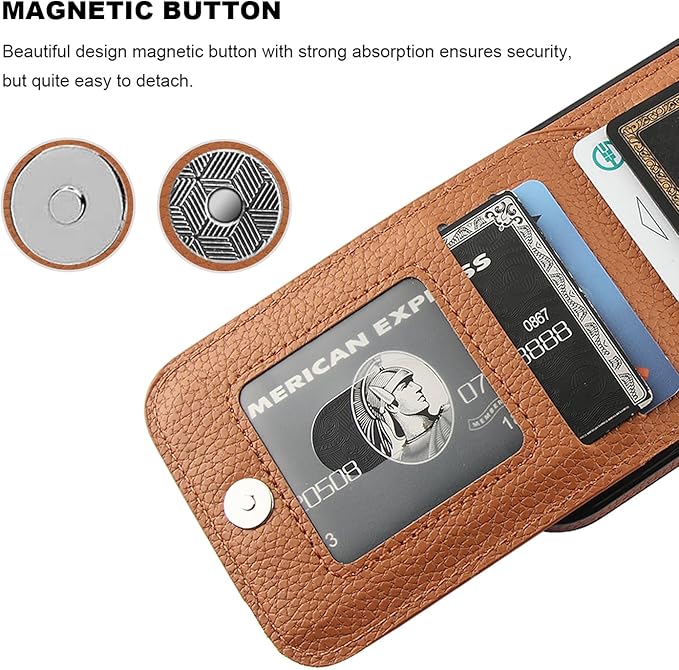 KIHUWEY Compatible with iPhone 17 Case Wallet with Credit Card Holder, Flip Premium Leather Magnetic Clasp Kickstand Heavy Duty Protective Cover for iPhone 17 6.3 Inch (Lichee Light Brown)