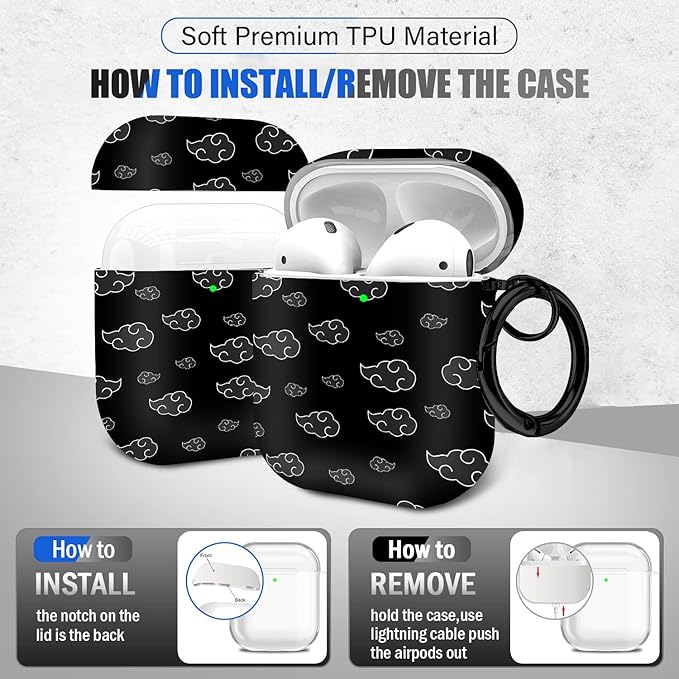 Maxjoy for Airpods Case, Anime Cartoon Cute Design Airpods 1st and 2nd Generation Case Cover for Air Pods Men Boys Girls Kids,Kawaii Cases for Apple Airpods 1/2,Anime White Cloud Lanyard