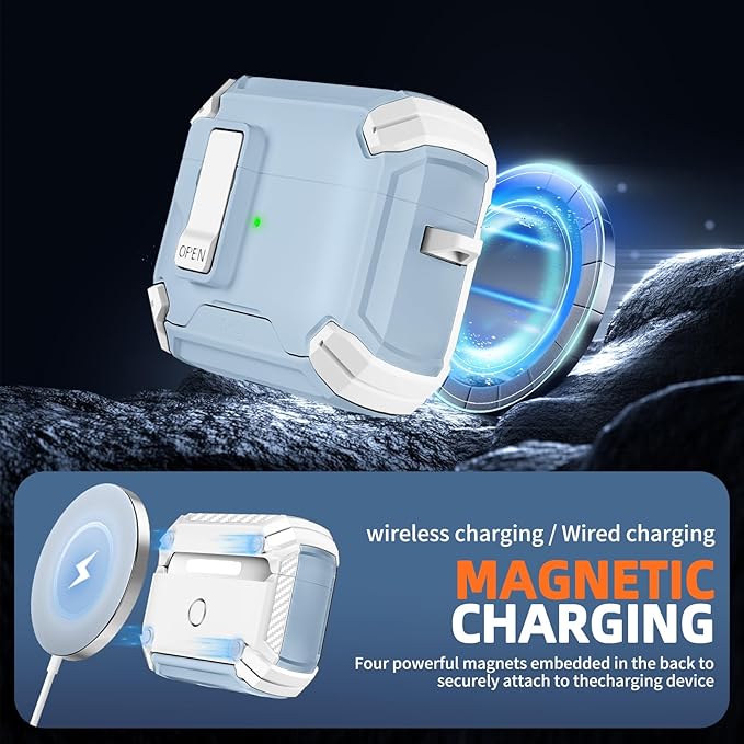 Inesore Compatible with AirPods Pro 2nd/1st Generation Case Cover with Phone Stand & Cleaning Kit,Compatible with Magsafe,Magnetic Automatic Lock for iPod Pro Charging Case(USB-C/Lightning Cable)