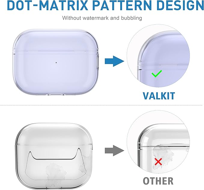 Valkit AirPods Pro 2nd/1st Gen Case, Clear Protective Cover with Cleaning Pen, Portable Lanyard, 2022/2023