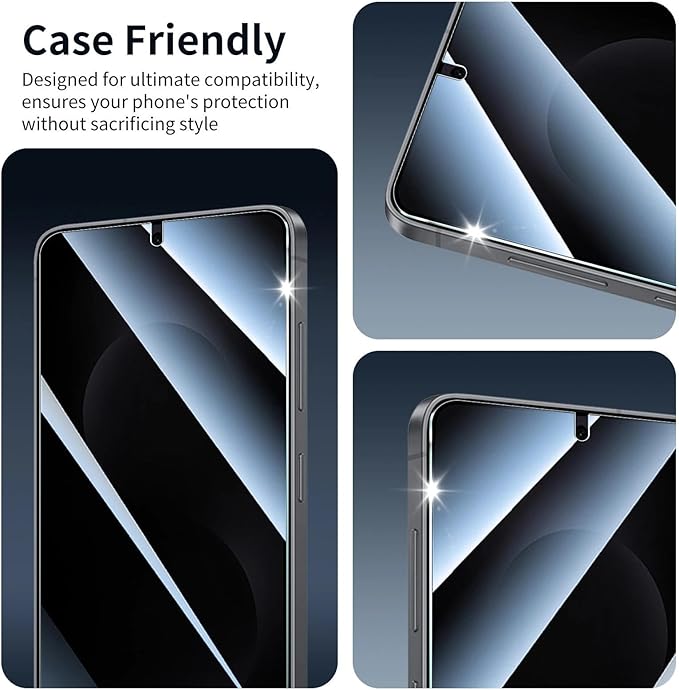 Privacy Screen & Camera Lens Protector for Samsung Galaxy S25 Edge, Anti-Spy Tempered Glass, Private Black Protection, 9H Hardness Anti-Scratch 2.5D Curved Edges Case-Friendly, 3 Pack Each