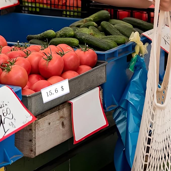 30pcs Clear Removable Label Clips for Wire Shelves and Storage Bins Plastic Tag Holders for Easy Organization Baskets Refrigerators and Pantry