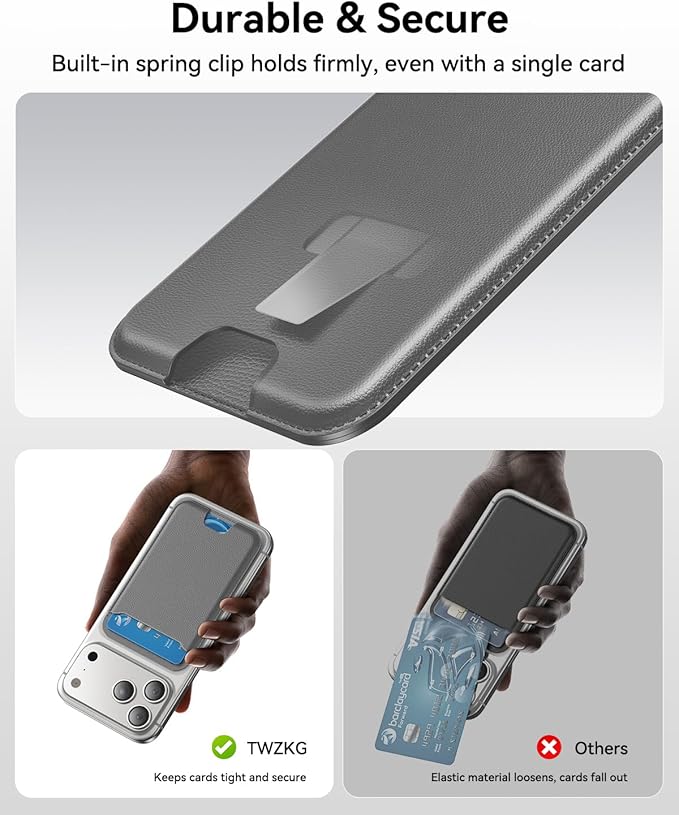 for MagSafe Wallet, 3 Cards Holder, Slim Magnetic Phone Wallet for iPhone 17/16/15/14/13/12 Pro Max Plus Air Series,RFID Blocking Vegan Leather,Titanium Grey