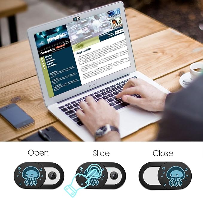 SIREG Webcam Cover Ultra Thin - Web Camera Cover fits Laptop,Tablet,PC,Computer, Smartphone, Protect Your Privacy and Security,Strong Adhesive (Jellyfish B- 3 Pack)
