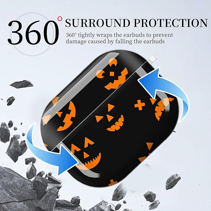 for AirPods Pro 3 Case, Compatible with AirPods Pro 3rd Generation Case (2025), Shockproof Protective Cover with Golden Carabine (Cute Orange Pumpkin)