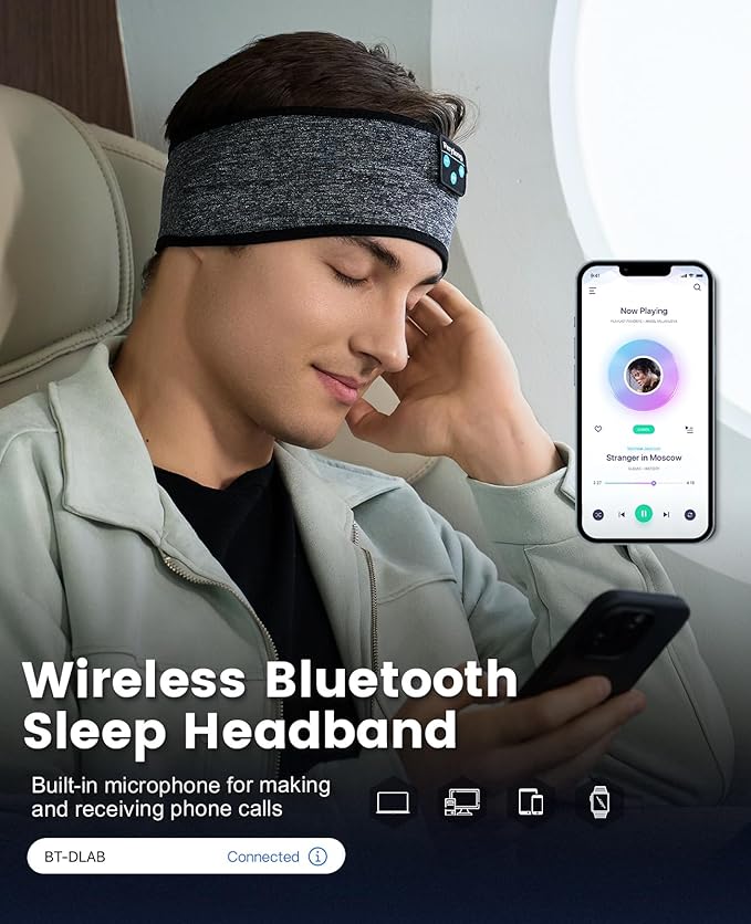 2 Pack Sleep Headphones Bluetooth 5.4 Headband, Sleeping Headband Headphones for Side Sleepers, Sweat Resistant Headband Earphones with Ultra-Thin Stereo Speakers for Sport Travel Yoga Airplane