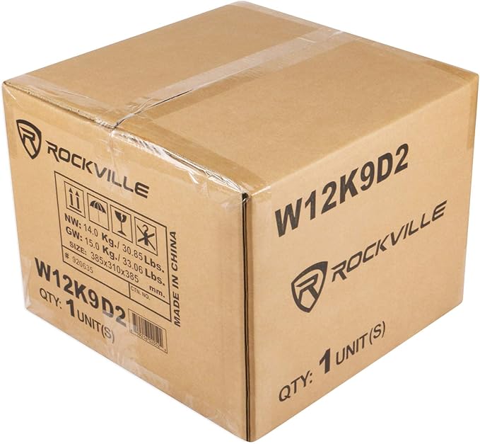 Rockville W12K9D2 K9 V3 12" Car Subwoofer, 4000W Peak/1000W RMS, DVC 2-Ohm, Ultra-Stiff Cone, 28mm Xmax, Chrome Terminals, for Car Audio Systems
