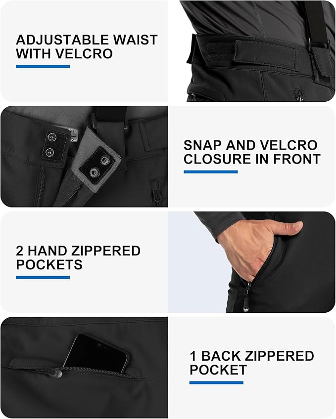 33,000ft Insulated Bibs for Men Snow Ski Pants Overalls Winter Waterproof Windproof Snowboard