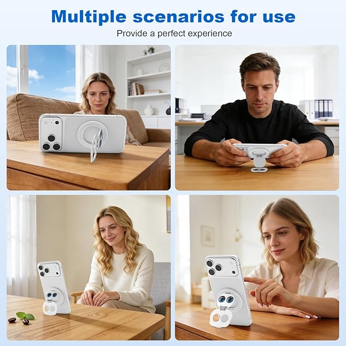 Magnetic Phone Ring for MagSafe Grip with 360° Rotation & Strong Magnet Phone Ring Holder Grip– Universal Compatible with iPhone 17/16/15/14/13 Pro Max Mag Safe Accessories Android