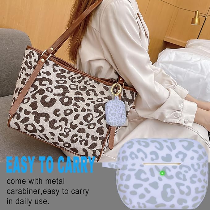 Cheetah Leopard Silicone Compatible with AirPods Pro Case 2019, Gawnock Soft Case Cover Flexible for Print Cover for Women Girls with Keychain - (#Light Purple Leopard)