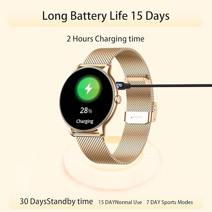 Smartwatch for Women Ultra Slim,1.32" AMOLED Fitness Tracker with Heart Rate, Blood Oxygen, Sleep Monitor, Pedometer, Bluetooth Call, IP68 Waterproof, iPhone & Android -2 Bands