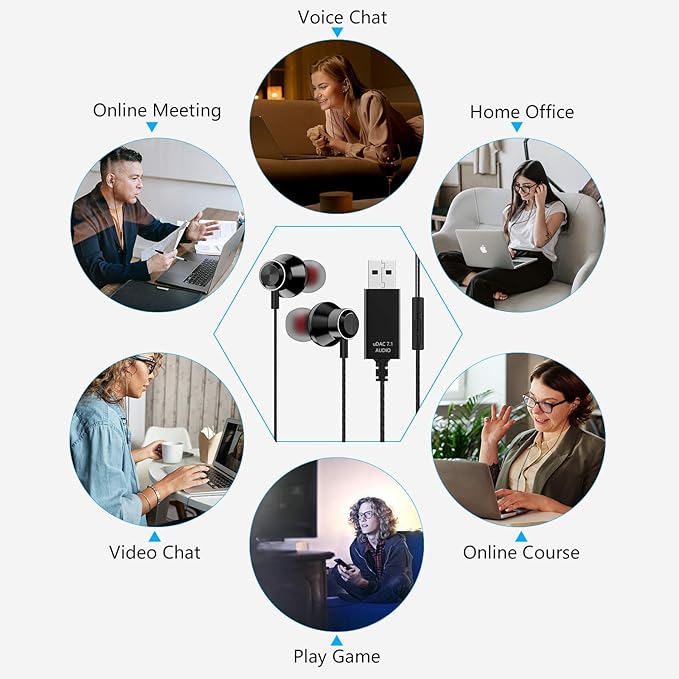 USB Headset with Microphone for PC, 8.2 FT Long Cord Computer Headphones for Laptop, Noise Cancelling Lightweight PC Earbuds with Volume Control Mute Function for Office Live Broadcast Gaming Headset