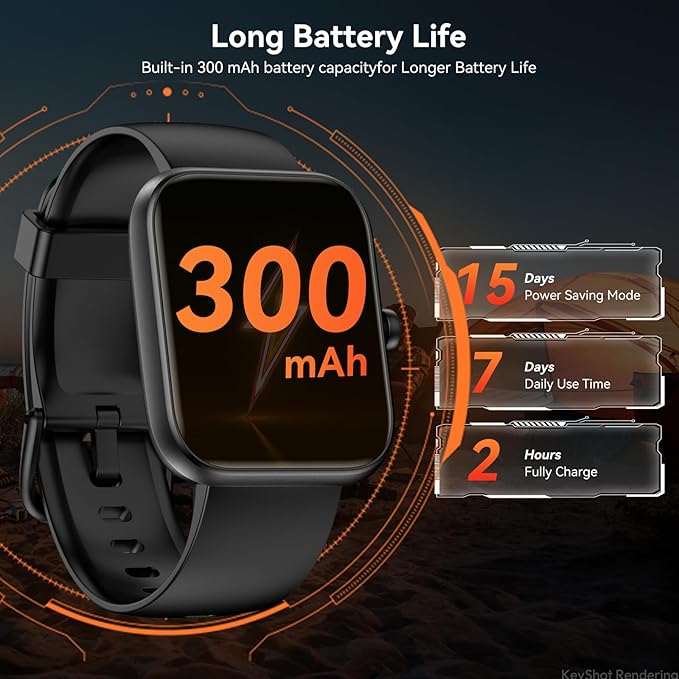 Smart Watch for Men Women with Alexa Built-in, 1.83" HD Full Touch, Bluetooth Calling, 24/7 Heart Rate Sleep Monitor, 100+ Sport Modes, IP68 Waterproof, Compatible with iOS Android (Black)