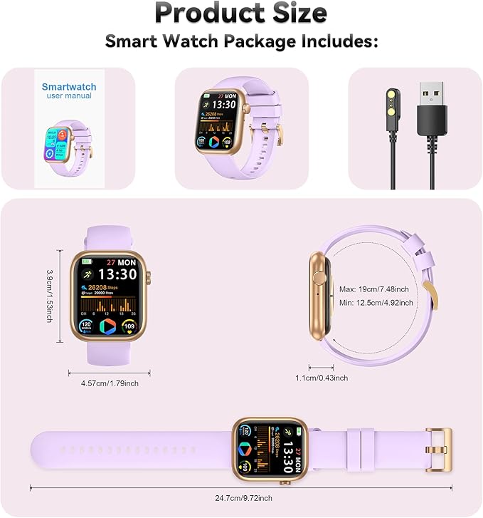 Smart Watch for Men Women(Answer/Make Call), 1.83" Fitness Watch with Heart Rate/Blood Pressure/Blood Oxygen, Pedometer, Sleep Tracker,120+ Sport Modes, IP68 Waterproof Fitness Tracker for Android iOS