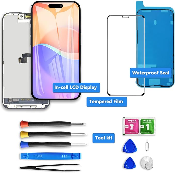 for iPhone 16 Pro Max Screen Replacement, 6.9 inch LCD Display 3D Touch Full HD Digitizer Frame Assembly, Compatible with A3296,A3084,A3295,A3297 Models, Repair Kit + Screen Tempered Protector