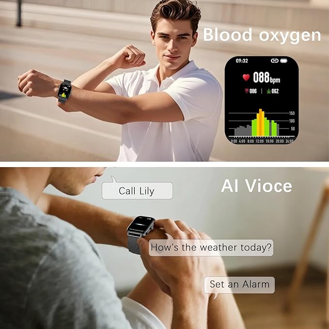 Smart Watch for Women Men Fitness: Make Answer Call Digital Mens Watches Waterproof Running Smartwatch for Android Phone iPhone Samsung Compatible Heart Rate Monitor SpO2 Pedometer Step Tracker