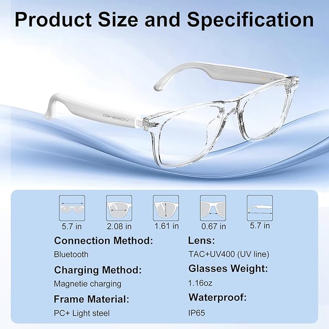 AI Smart Glasses for Men and Women with Chat GPT, Bluetooth Translation Glasses with 164 Languages and Color-Change Lens, Music Playback & Hands-Free Calls, UV & Blue Light Protection