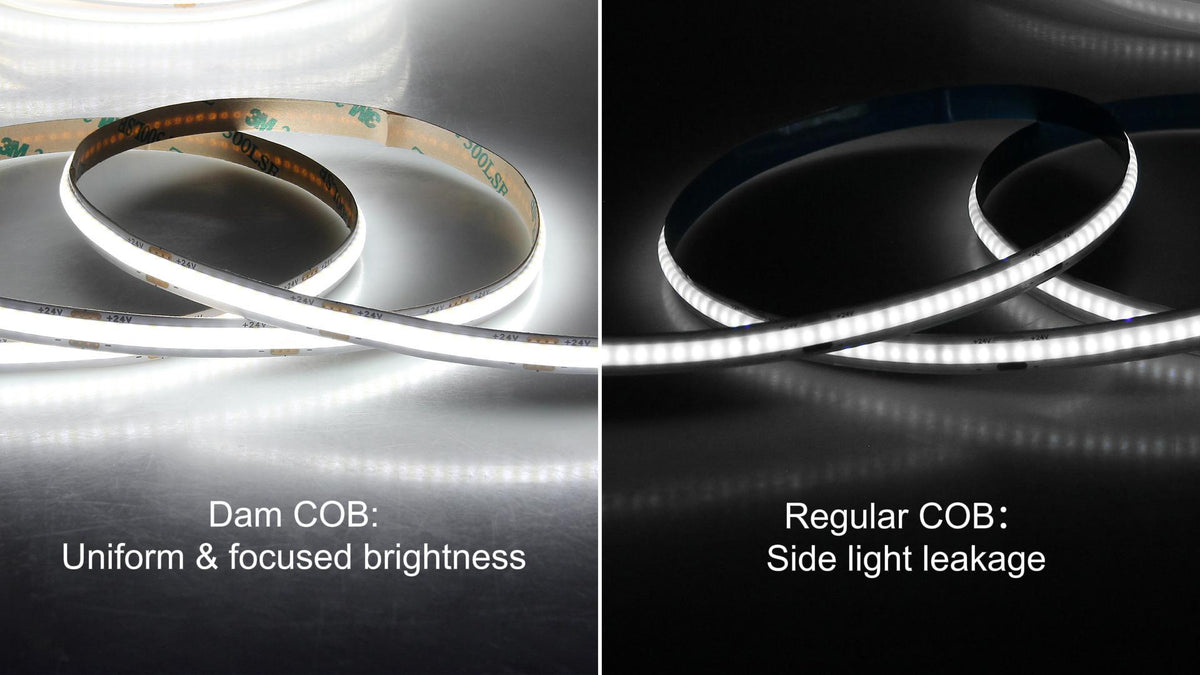 24V COB LED Strip Light 65.6ft One Roll with Remote Cold White 6500K 8mm
