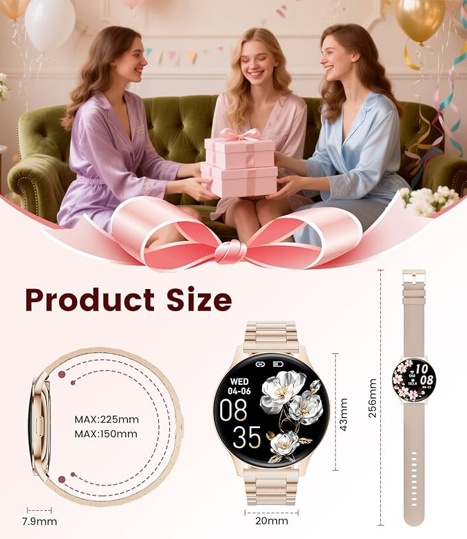 LIGE Smart Watches for Women, Call/Reminders, 1.43" AMOLED Ultra-Thin Activity Trackers with Heart Rate/Sleep/SpO2 Monitor, 100+ Sports Modes Fitness Watch for iOS Android, Rose Gold